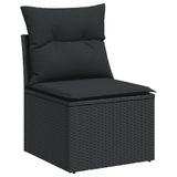 vidaXL 11-delige Loungeset met kussens, polyrattan, zwart