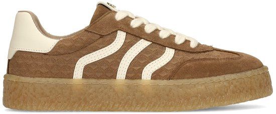 No Stress - Dames - Bruine leren sneakers met suède details - Maat 42