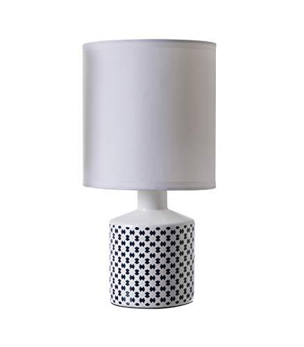 LUSSIOL Nachtlampje Gisèle, decoratieve lamp keramiek 40 W, blauw, ø 14 x H 29 cm