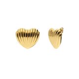 Lucardi Dames Stalen goldplated oorknoppen hart voor dames