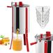 QEENTOE centrifuge d'extraction de miel radiale manuelle en acier inoxydable, extracteur de miel avec couvercle et support réglable, convient pour 3 cadres