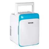 VEVOR Mini-koelkast, 10 l, draagbaar, 48 W, koeler, warm, koud, AC DC 12 V, elektrische koelbox, stil, licht, schoonheid, cosmetica, medicijnen, slaapkamer, auto, boot (wit en blauw)