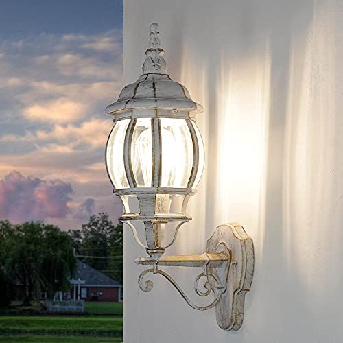 Licht-Erlebnisse Buitenwandlamp BREST - Wit Goud - E27 - IP44