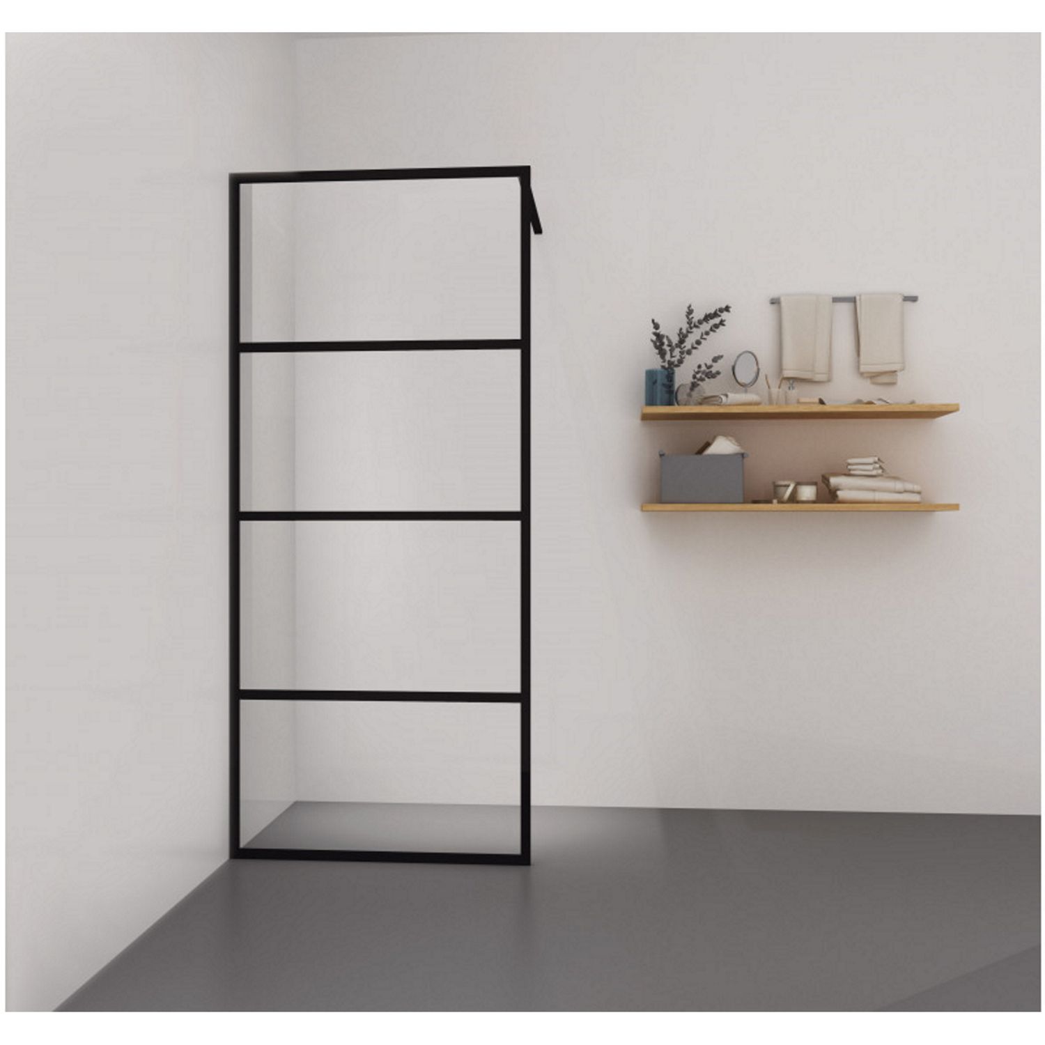 SANIMAR Inloopdouche Loft Lines - 100x200cm - Zwart - Veiligheidsglas - Nano Coating