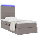 vidaXL LED opbergbed met matras Taupe 100 x 200 cm Stof