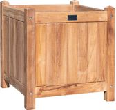 VKT Bloembak Lombok Teak Hout Vierkant Bruin L45xB45xH47 cm