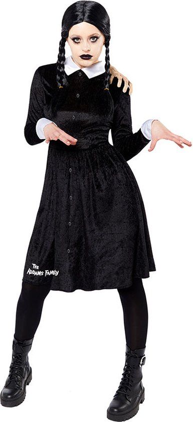 Amscan - Wednesday Addams Jurk - XS - Vrouwen - Zwart/Wit - Polyester - Handwas