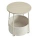 JOYFURNOS Table d’appoint ronde 45 x 50 cm avec panier en tissu, pieds en acier, Beige naturel