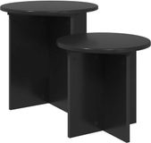 vidaXL Bijzettafelset - 2 stuks - Zwart - Eiken - Ø 45 x 45 cm