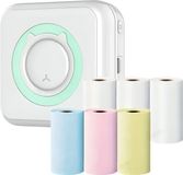 MINIPRINT Imprimante photo intelligente portable - Mini imprimante - Imprimante d'étiquettes - Imprimante portable - Inclut 2x papier d'impression et 6x rouleaux de papier d'impression coloré - Blanc