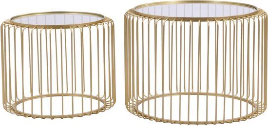 Vente-unique FERIDA Salontafel - Rond - Metaal & Glas - Goud - 68 x 68 x 49 cm