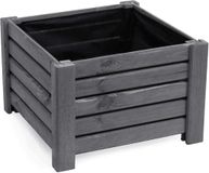 BOGATECO Houten Plantenbak - Inclusief Agro-Textiel - Weerbestendig & Geïmpregneerd - Bloembak voor Tuin & Balkon - Diverse Maten & Kleuren | 39 x 39 x 40cm | antraciet