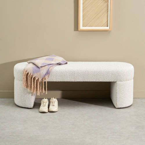 NOUS Living Nice Eetkamerbank - 180 cm - Wit - Polyester