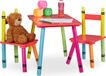 Merkloos Relaxdays Kindertafel en 2 Stoeltjes - MDF & Hout - 44 cm Hoog - Rood, Geel, Groen