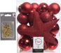Decoris Kaemingk B.V. 33x stuks kunststof kerstballen 5, 6 en 8 cm rood inclusief ster piek en kerstbalhaakjes