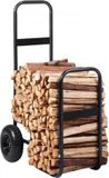 Happiq Chariot à bois - Chariot à bois - Poêle à bois - Porte-bûches - Métal Noir - 67x52x110 cm