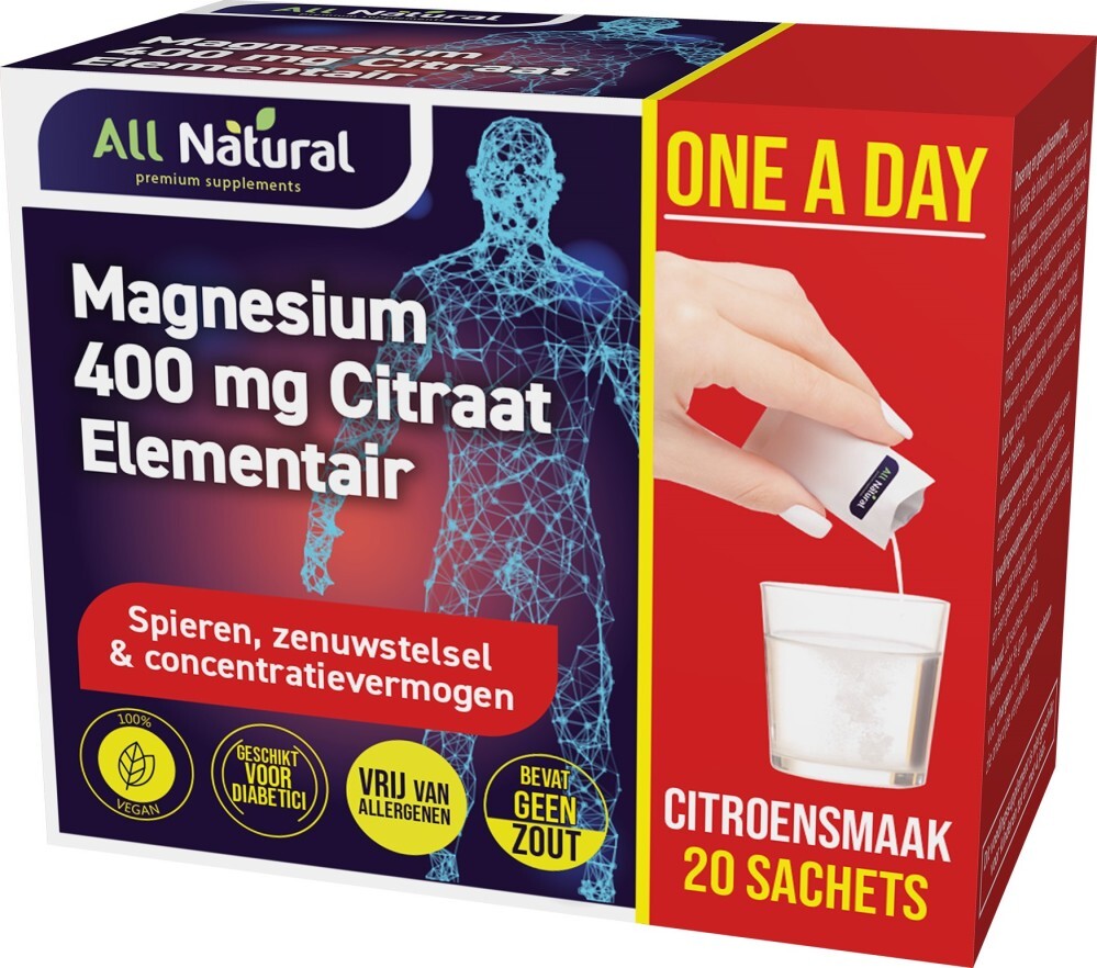 All Natural All Natural Magnesium Citraat Elementair 400mg