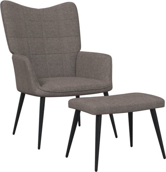 vidaXL Relaxstoel met voetenbank stof taupe