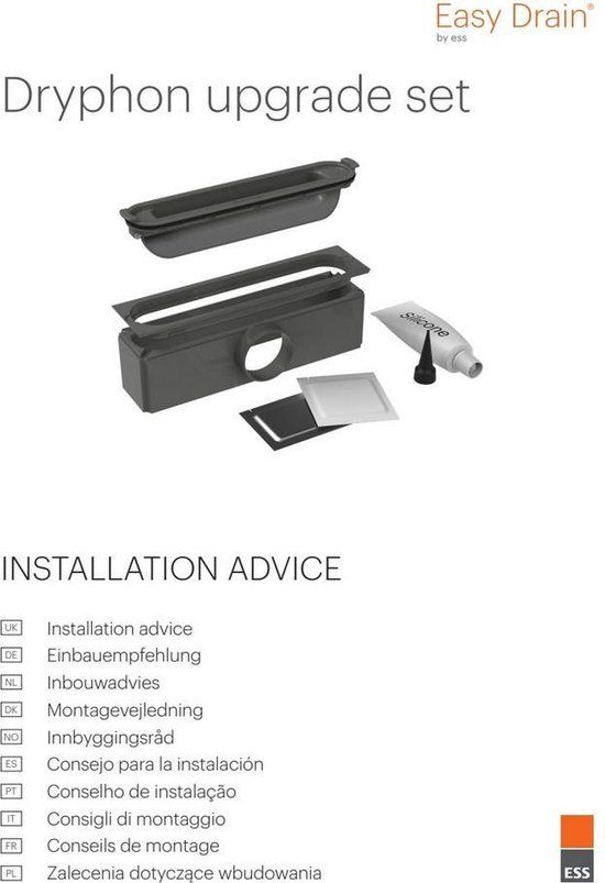 Easydrain Spacom01 - Easy Drain Dryphon Ombouwset Voor Compact 30/Ff - RVS - Vierkant - Dicht rooster