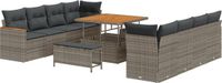 vidaXL Tuinbank Set 11-delig Grijs Poly Rattan