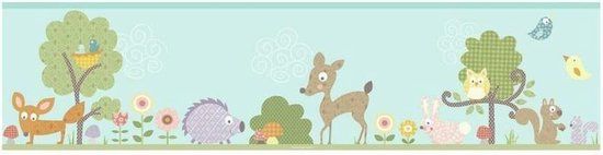 Roommates Muursticker Wooland Animal - Lichtblauw - Vinyl - 457 cm