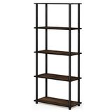 Furinno Besi 5-Tier Industrieel Multifunctioneel Plank Display Rack met Metalen Frame, Brede, Finn Oak