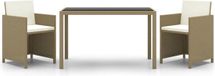 vidaXL 3-delige tuinset met kussens, polyrattan, beige