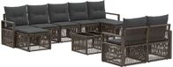 vidaXL Banc de jardin - Set - 10 - pièces - Gris - poly - rotin