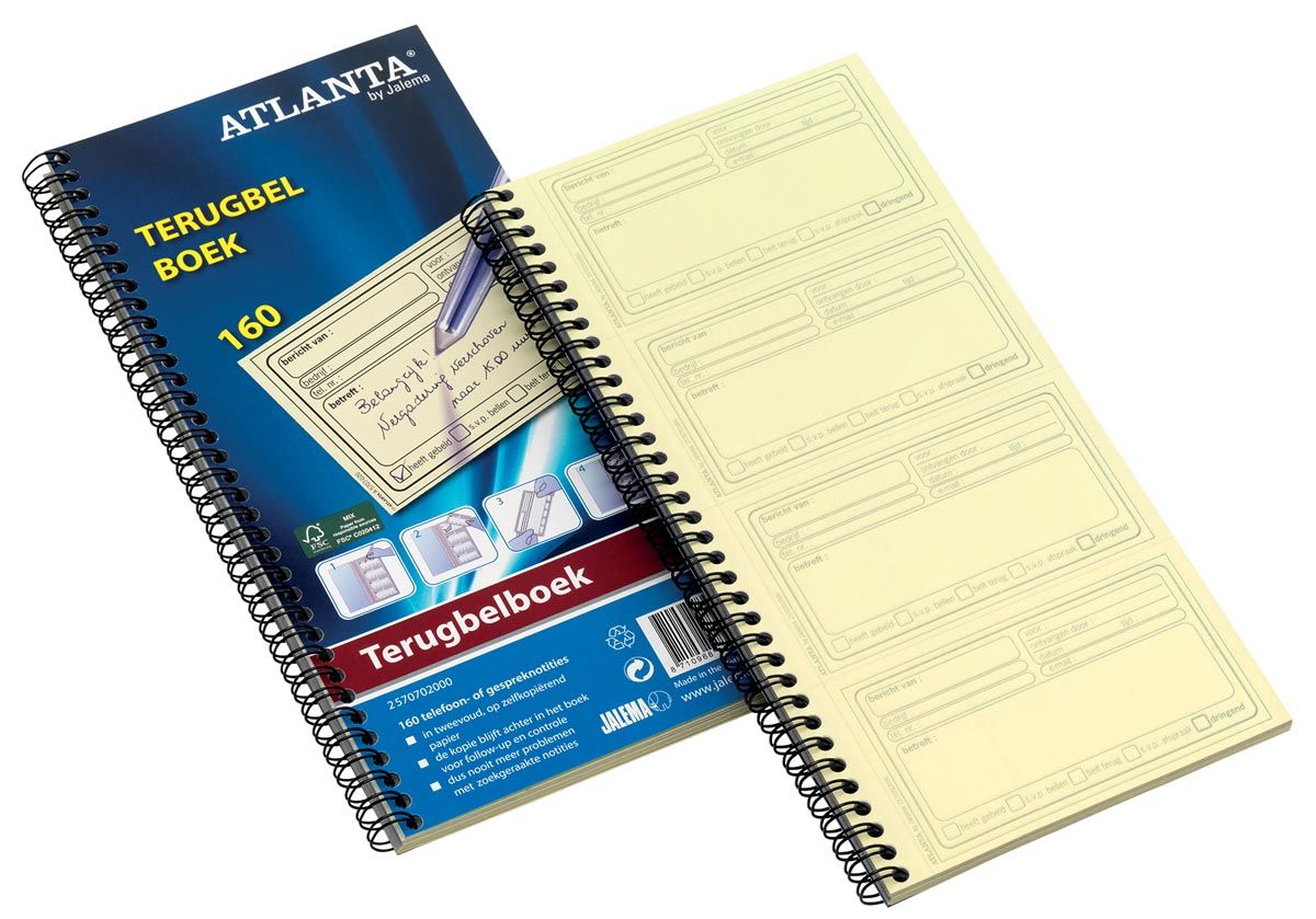 Jalema Nederlandstalig Terugbelboek Wit geel Voorbedrukt 80 vellen