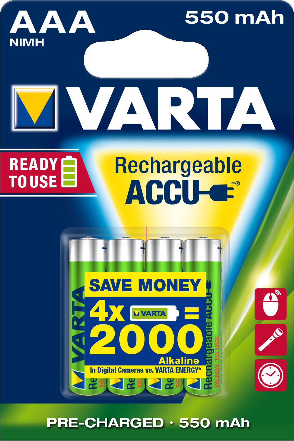 Varta Ready2Use HR03 AAA 550mAh - 4 stuks
