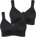 Ulla Popken - Dames - Microvezel-beha set van 2 zonder beugel voorgevormde cups - Zwart - Maat 130D