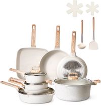 Vevor Set de 19 pièces de batterie de cuisine antiadhésive couvercle en verre