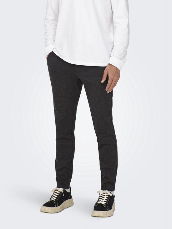 Only & Sons Heren Chino Broek ONSMARK slim Dark Grey Melange W34 x L36
