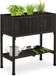 Bac de culture sur pieds avec bâche et espace de rangement - 80 x 74 x 38 cm - Bois de pin - Noir - Pour jardin, balcon et terrasse