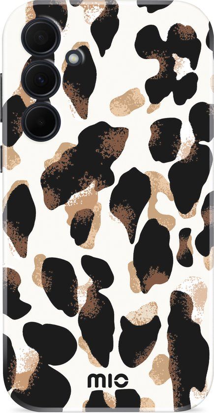 Mio by Mobilize Hoesje geschikt voor Samsung Galaxy A35 MagSafe Telefoonhoesje Hardcase | Mio by Mobilize Backcover | Geschikt voor MagSafe | Geschikt voor Draadloos Opladen met Magnetische Ring | MagSafe Case - Leopard | Zwart,wit