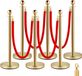 VEV0R Vevor Stainless Steel Stanchion Post Queue 6PCS Pole w/ 4 Red Velvet Ropes, Crowd Control Barriers w/Fillable Base for for crowd control in theaters, hotels, casinos, red carpet events, ticket offices, and more,(6 Pieces, Silver)