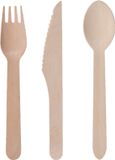 Excellent Houseware Ensembles de couverts jetables en bois pour fête/barbecue pour 80 personnes, couteaux/fourchettes/cuillères de 16 cm