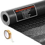 VEVOR Garagevloermat, 1200x3050 Mm Antislipmat, 2,2 Mm Dikke Pvc-Noppenmat, Vloerbeschermingsmat Met Dubbelzijdige Tape, Gemakkelijk Schoon Te Maken, voor Magazijnen, Sportscholen, Trailers, Zwart
