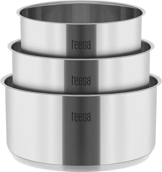 Teesa TSA0148 - Cook Expert Single Hand - Driedelige pannenset - RVS - Zilver