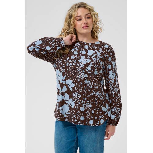 Kaffe Curve Kaffe Kaffe Curve gebloemde blousetop Plus Size - bruin