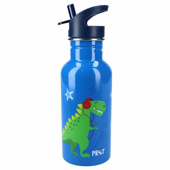 Vadobag Prêt Dino Drinkfles en Schoolbeker - Lichtblauw - Stainless Steel - 500 ml