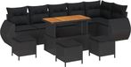 vidaXL Tuinbank Set 10-delig Zwart Polyrattan