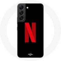 Maniacase Hoesje voor Samsung Galaxy S21 FE Netflix Logo rood zwarte achtergrond
