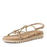 Tamaris - Dames - Sandalen - Beige - Maat 39 - Sleehak - Textiel/Suède