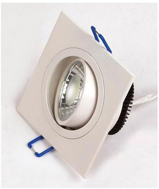 BES LED LED Downlight - Inbouw Vierkant 5W - Helder/Koud Wit 6400K - Mat Wit Aluminium - Kantelbaar 93mm