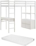 Vente-unique lit mezzanine bois blanc 90 x 190 cm