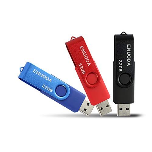ENUODA USB Stick 32GB 3 Stuks USB 2.0 Memory Stick Hoge Snelheid Thumb Drives (3 Gemengde Kleuren: Blauw, Rood, Zwart)
