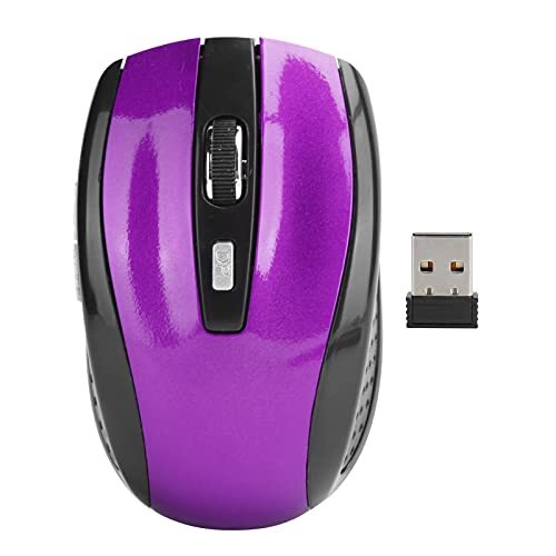 ciciglow Draadloze Muis, Stille Muis 2.4G Draagbare Mobiele Optische Muis met USB-ontvanger Instelbare DPI voor Gamingaccessoires voor Notebooks(Purper)