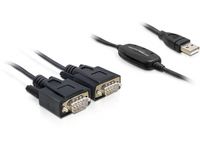 DeLOCK 2x RS232/USB 2.0 - Zwart - 0,14m