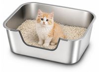 Merkloos Kattenbak Roestvrij staal Lage instap 40 x 30 x 15 cm
